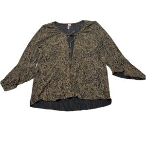 Susan Lawrence Cardigan Womens 2X‎ Dark Paisley Sheer Slinky Knit Flutter Sleeve